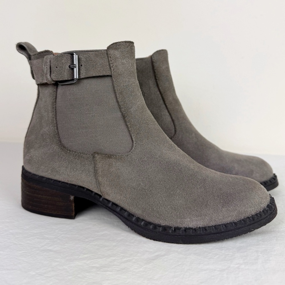 Gentle Souls Best Buckle Gray Leather Chelsea Boots